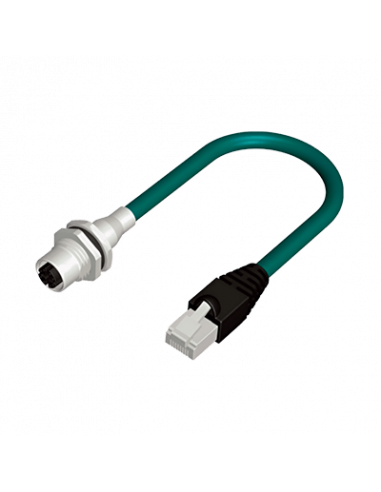 Cable con Conector Montaje en Panel y RJ45, 8 Polos, PUR